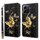 For Xiaomi Redmi Note 12 4G Global 3D Painted Pattern Leather Phone Case(Golden Butterfly) - 1