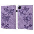 For Xiaomi Pad 6 Embossed Butterfly Pattern Leather Tablet Case(Purple) - 1