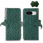 For Google Pixel 8 Ostrich Pattern Genuine Leather RFID Phone Case(Green) - 1