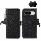 For Google Pixel 8 Ostrich Pattern Genuine Leather RFID Phone Case(Black) - 1