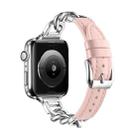 Chain Genuine Leather Watch Band For Apple Watch Ultra 49mm / Series 8&7 45mm / SE 2&6&SE&5&4 44mm / 3&2&1 42mm, Size:S(Pink) - 1