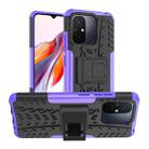 For Xiaomi Redmi 12C Tire Texture TPU + PC Phone Case with Holder(Purple) - 1