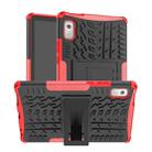 For Lenovo Tab M9 Tire Texture TPU + PC Tablet Case with Holder(Red) - 1