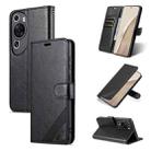 For Huawei P60 Art AZNS Sheepskin Texture Flip Leather Phone Case(Black) - 1