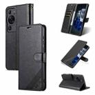 For Huawei P60 / P60 Pro AZNS Sheepskin Texture Flip Leather Phone Case(Black) - 1