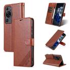 For Huawei P60 / P60 Pro AZNS Sheepskin Texture Flip Leather Phone Case(Brown) - 1