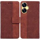 For Realme C55 Geometric Embossed Leather Phone Case(Brown) - 1