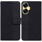 For Realme C55 Geometric Embossed Leather Phone Case(Black) - 1