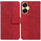 For Realme C55 Geometric Embossed Leather Phone Case(Red) - 1