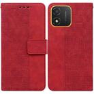 For Honor X5 Geometric Embossed Leather Phone Case(Red) - 1