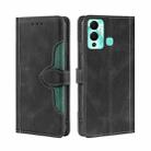 For Infinix Hot 12 Play Skin Feel Magnetic Buckle Leather Phone Case(Black) - 1