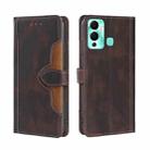 For Infinix Hot 12 Play Skin Feel Magnetic Buckle Leather Phone Case(Brown) - 1