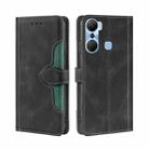 For Infinix Hot 12 Pro Skin Feel Magnetic Buckle Leather Phone Case(Black) - 1