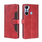 For Infinix Hot 12 Pro Skin Feel Magnetic Buckle Leather Phone Case(Red) - 1