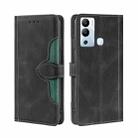 For Infinix Hot 12i Skin Feel Magnetic Buckle Leather Phone Case(Black) - 1