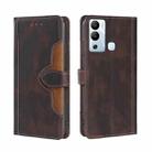 For Infinix Hot 12i Skin Feel Magnetic Buckle Leather Phone Case(Brown) - 1