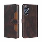 For Infinix Hot 20 4G Skin Feel Magnetic Buckle Leather Phone Case(Brown) - 1