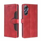 For Infinix Hot 20 4G Skin Feel Magnetic Buckle Leather Phone Case(Red) - 1