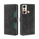 For Infinix Hot 20i Skin Feel Magnetic Buckle Leather Phone Case(Black) - 1