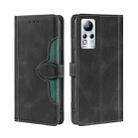 For Infinix Note 11 Skin Feel Magnetic Buckle Leather Phone Case(Black) - 1