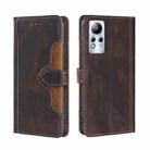 For Infinix Note 11 Skin Feel Magnetic Buckle Leather Phone Case(Brown) - 1