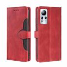 For Infinix Note 11 Skin Feel Magnetic Buckle Leather Phone Case(Red) - 1