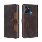 For Infinix Smart 6 Plus Skin Feel Magnetic Buckle Leather Phone Case(Brown) - 1