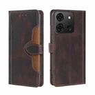 For Infinix Smart 7 Skin Feel Magnetic Buckle Leather Phone Case(Brown) - 1
