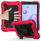 For Samsung Galaxy Tab A 8.4 (2020) Shockproof  PC + Silicone Combination Case with Holder & Hand Strap & Shoulder strap(Red+Black) - 1