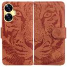 For Realme C55 Tiger Embossing Pattern Flip Leather Phone Case(Brown) - 1