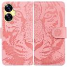 For Realme C55 Tiger Embossing Pattern Flip Leather Phone Case(Pink) - 1