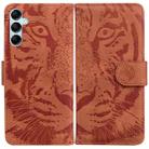 For Samsung Galaxy M14 Tiger Embossing Pattern Flip Leather Phone Case(Brown) - 1