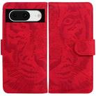 For Google Pixel 8 Tiger Embossing Pattern Flip Leather Phone Case(Red) - 1