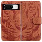 For Google Pixel 8 Tiger Embossing Pattern Flip Leather Phone Case(Brown) - 1