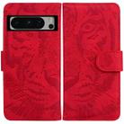 For Google Pixel 8 Pro Tiger Embossing Pattern Flip Leather Phone Case(Red) - 1