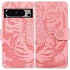 For Google Pixel 8 Pro Tiger Embossing Pattern Flip Leather Phone Case(Pink) - 1