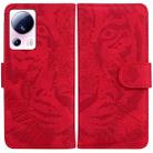 For Xiaomi 13 Lite / Civi 2 Tiger Embossing Pattern Flip Leather Phone Case(Red) - 1