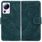 For Xiaomi 13 Lite / Civi 2 Tiger Embossing Pattern Flip Leather Phone Case(Green) - 1