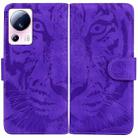 For Xiaomi 13 Lite / Civi 2 Tiger Embossing Pattern Flip Leather Phone Case(Purple) - 1