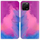 For Huawei nova Y61 / Enjoy 50z Watercolor Pattern Flip Leather Phone Case(Purple Red) - 1