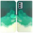 For Nokia G22 Watercolor Pattern Flip Leather Phone Case(Cyan Green) - 1