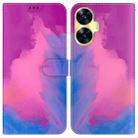 For Realme C55 Watercolor Pattern Flip Leather Phone Case(Purple Red) - 1