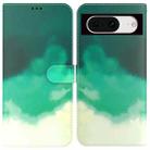 For Google Pixel 8 Watercolor Pattern Flip Leather Phone Case(Cyan Green) - 1