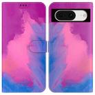 For Google Pixel 8 Watercolor Pattern Flip Leather Phone Case(Purple Red) - 1