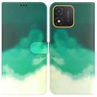 For Honor X5 Watercolor Pattern Flip Leather Phone Case(Cyan Green) - 1