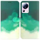 For Xiaomi 13 Lite / Civi 2 Watercolor Pattern Flip Leather Phone Case(Cyan Green) - 1