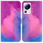 For Xiaomi 13 Lite / Civi 2 Watercolor Pattern Flip Leather Phone Case(Purple Red) - 1