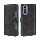 For Tecno Camon 18 / 18P Skin Feel Magnetic Buckle Leather Phone Case(Black) - 1