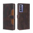 For Tecno Camon 18 / 18P Skin Feel Magnetic Buckle Leather Phone Case(Brown) - 1