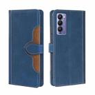 For Tecno Camon 18 / 18P Skin Feel Magnetic Buckle Leather Phone Case(Blue) - 1